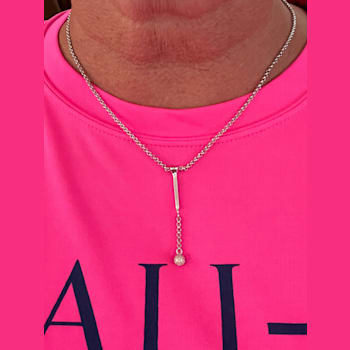 Sterling Silver Golf Tee Lariat Necklace with Crystal Accents.