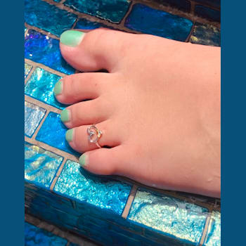 Sterling Silver Fishing Hook Heart Toe Ring.
