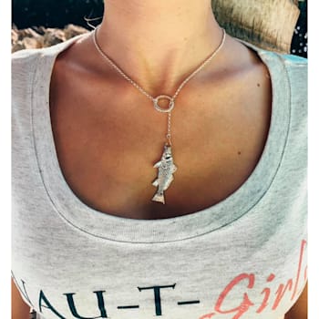 Sterling Silver Lariat Style Grouper Necklace