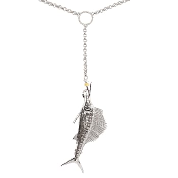 Sterling Silver Lariat Style Sailfish Necklace