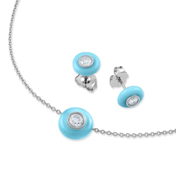Belle Ciambelle-18K WG studs set with 0.10ctw diamonds and blue
turquoise doughnut.