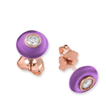 Belle Ciambelle-18K RG studs set with 0.10ctw diamonds and purple
amethyst doughnut.