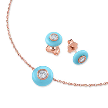 Belle Ciambelle-18K RG studs set with 0.10ctw diamonds and blue
turquoise doughnut.