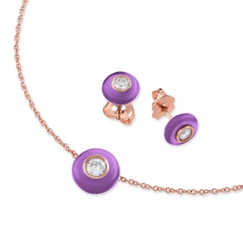 Belle Ciambelle-18K RG studs set with 0.10ctw diamonds and purple
amethyst doughnut.