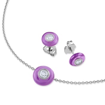Belle Ciambelle-18K WG studs set with 0.10ctw diamonds and purple
amethyst doughnut.