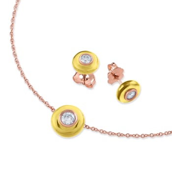 Belle Ciambelle-18K RG studs set with 0.10ctw diamonds and yellow
citrine doughnut.