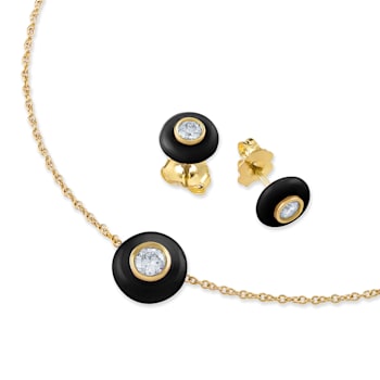 Belle Ciambelle-18K YG studs set with 0.10ctw diamonds and black onyx doughnut.