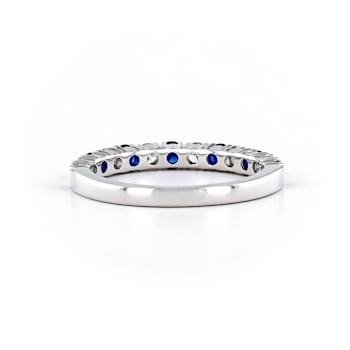 Round Diamond and Sapphire 14K White Gold Ring