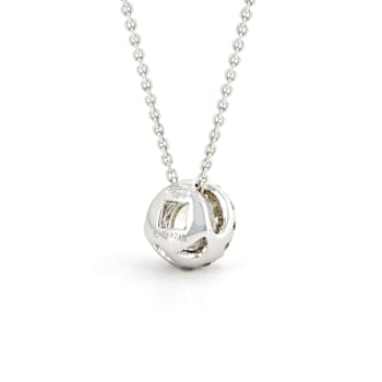Round Halo with White Center 14K White Gold Pendant with Chain