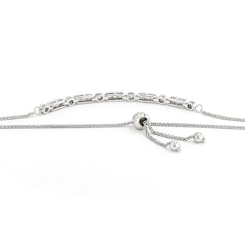 Prong & Bezel Set Diamond 14K White Gold Bolo Bracelet