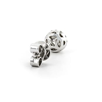 Center Of My Universe Round Halo 18K White Gold Earrings