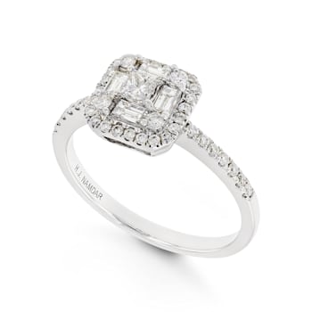 Round Princess Channel Baguette Diamond 14K White Gold Ring