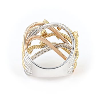 Round Diamond 14K Tri-Color Gold Ring
