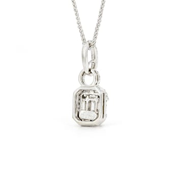 Round, Emerald and Baguette Diamond 14K White Gold Necklace