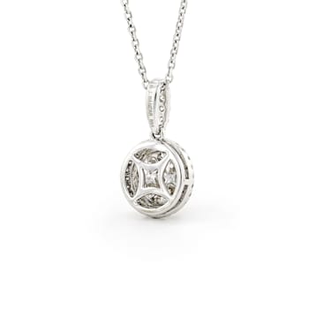 Round Diamond 14K White Gold Pendant with Chain