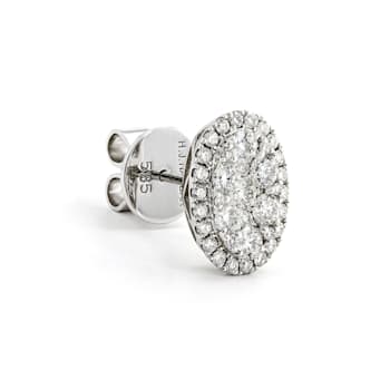 Round Diamond Cluster 14K White Gold Earrings