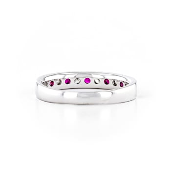 Round Diamond and Ruby 14K White Gold Ring
