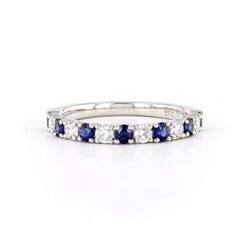 Round Diamond and Sapphire 14K White Gold Ring