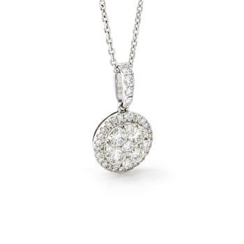 Round Diamond 14K White Gold Pendant with Chain