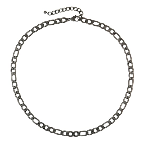 Bradley Gunmetal Figaro Link Hypoallergenic Steel Necklace