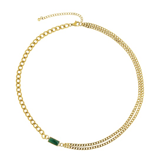 REBL Harlow Green Jasper 18K Yellow Gold Over Hypoallergenic Steel Necklace
