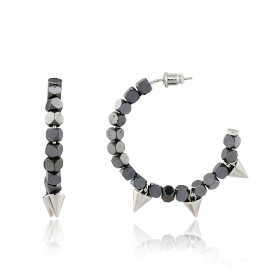 Brooks Hypoallergenic Steel Beaded Spike Earrings