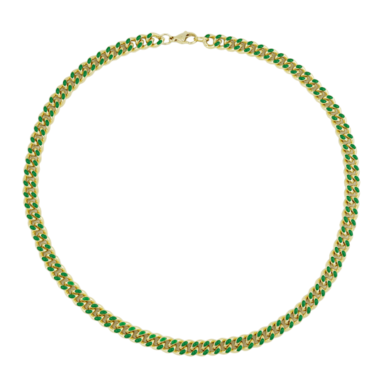 Rivera Green 18K Hypoallergenic Steel Enamel Chain Necklace