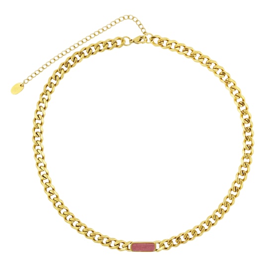 REBL Sloan Rhodochrosite 18K Yellow Gold Over Hypoallergenic Steel Inlay Necklace