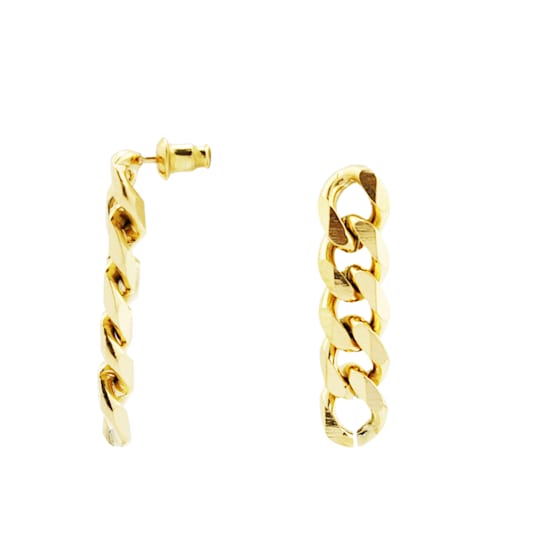 REBL Aria 18K Yellow Gold Over Hypoallergenic Steel Chain Drop Earrings