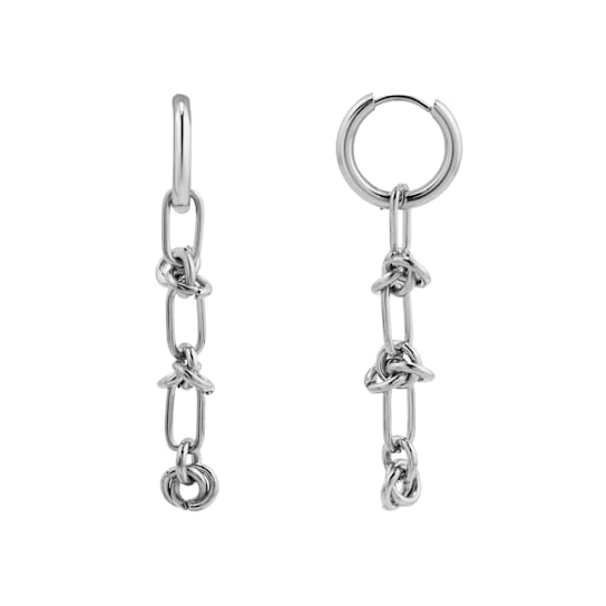 REBL Saint Hypoallergenic Steel Knot Chain Drop Earrings