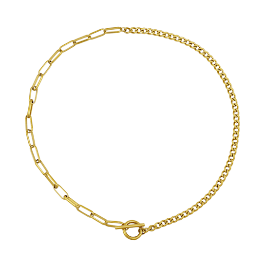 REBL Ledgend 18K Yellow Gold Over Hypoallergenic Steel 2-Chain Toggle Necklace
