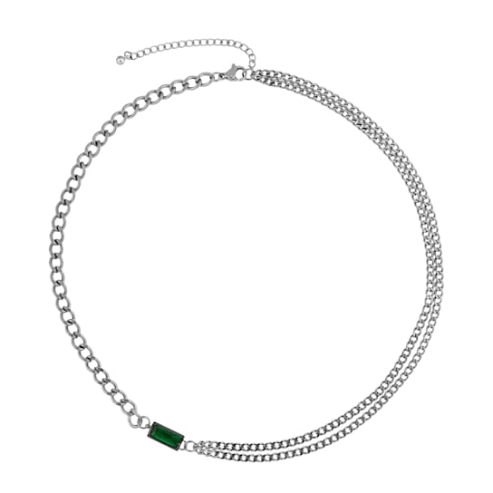 Harlow Green CZ Hypoallergenic Steel Gemstone Necklace