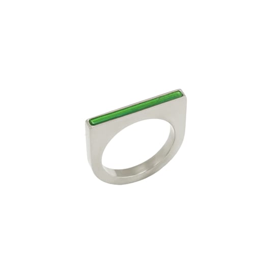 REBL Camielle Green Agate Hypoallergenic Steel Inlay Ring