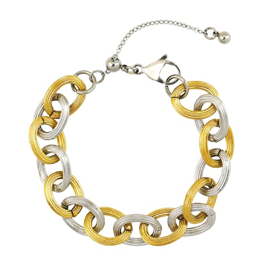 REBL Lennon Two-Tone Hypoallergenic Steel Mixed Link Bracelet