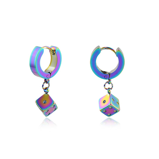 Darcy Rainbow Hypoallergenic Steel Dice Huggies