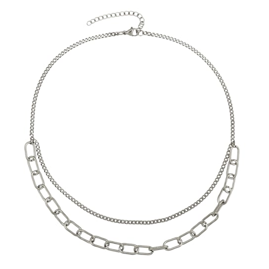 REBL Roxy Hypoallergenic Steel Double Chain Necklace