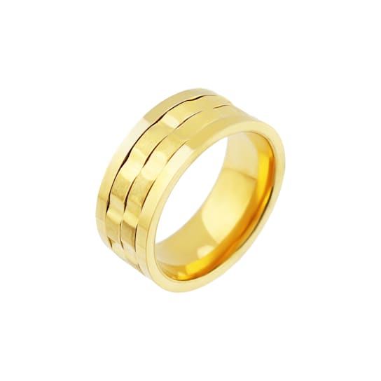 REBL Cypress 18K Yellow Gold Over Hypoallergenic Steel Spinner Ring