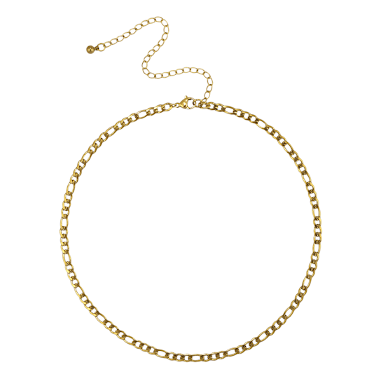 REBL Mae 18K Yellow Gold Over Hypoallergenic Steel Figaro Chain Necklace