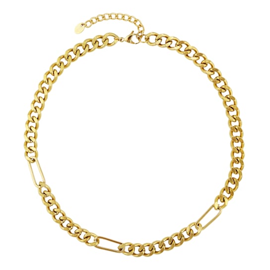 REBL Devan 18K Yellow Gold Over Hypoallergenic Steel Mixed Chain Link Necklace
