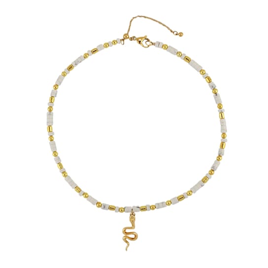 Kye Magnesite 18K Yellow Gold Plated Stainless Snake Beaded Necklace