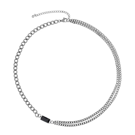 REBL Harlow Black Agate Hypoallergenic Steel Necklace