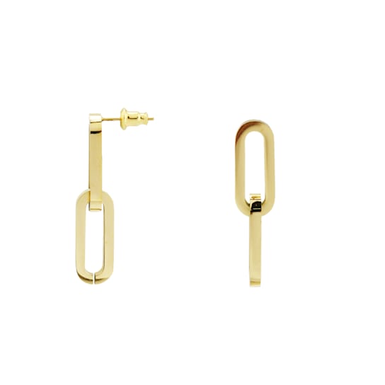 ROW 18K Yellow Gold Plated Stainless Steel Paper Clip Chain Link Earrings