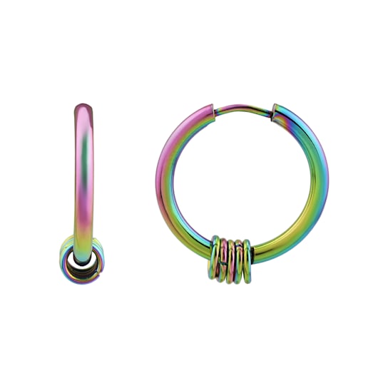 Shae Hypoallergenic Steel Rainbow Huggie Earrings