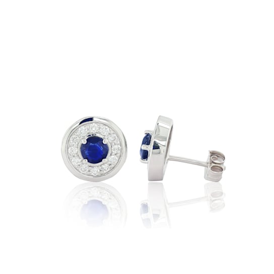 Diana M. Fine Jewelry 18K White Gold Sapphire and Diamond Earrings