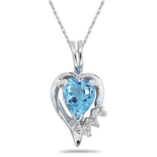 Heart Shape Blue Topaz & Diamond Pendant