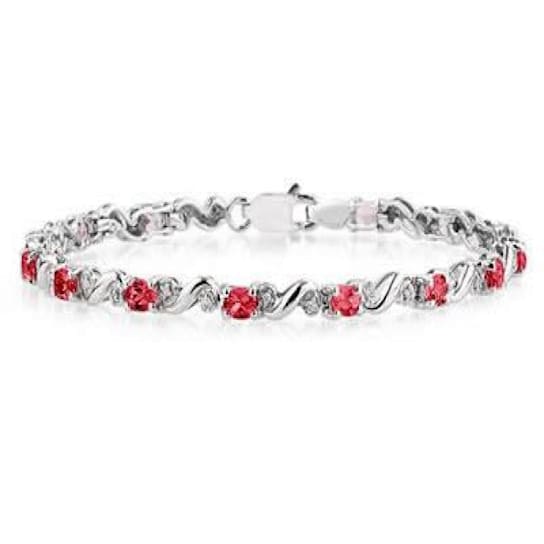 10k White Gold Diamond and Ruby Bracelet