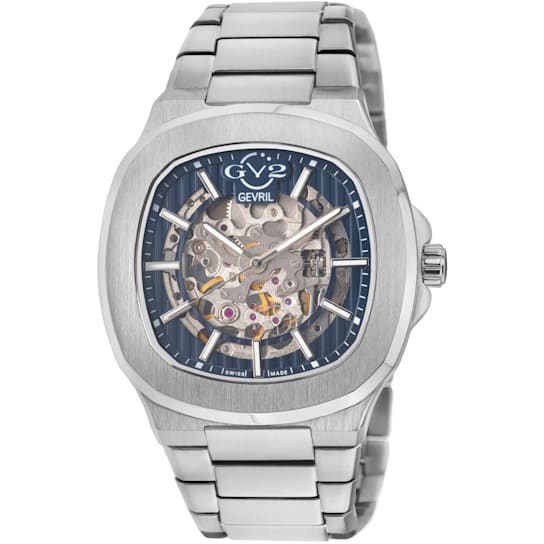 GV2 by Gevril Men's 18110 Potente Skeletal Swiss Automatic Steel
Bracelet Watch