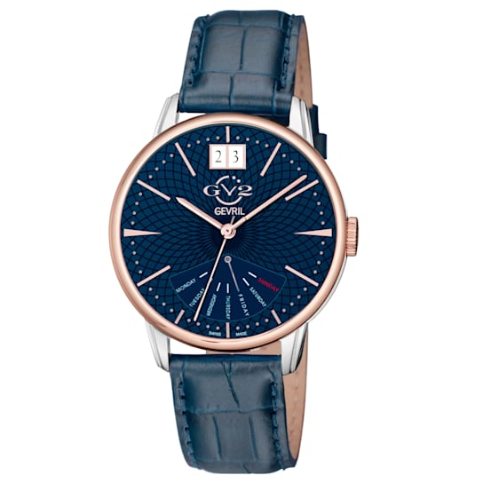 GV2 Rovescio Men's Stainless Steel Case Genuine Leather Strap Watch