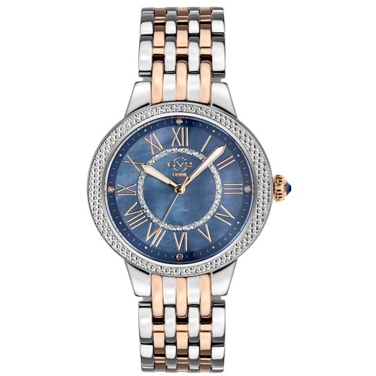 Gv2 By Gevril Women's 9149 Astor II Diamond MOP Dial Two-Tone IP Steel Watch