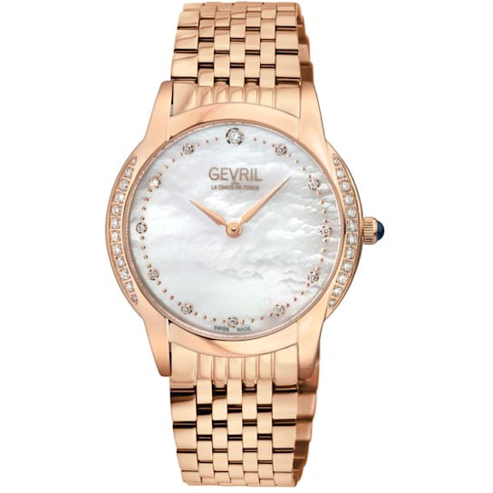 Gevril Women's Airolo Swiss Diamond Watch, Stainless Steel IPRG Bracelet